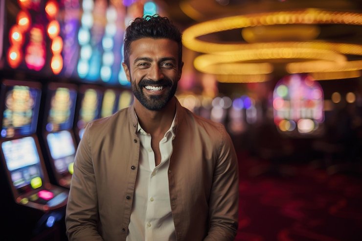 Tampilan profesional dealer Live Casino sedang membagikan kartu di meja permainan